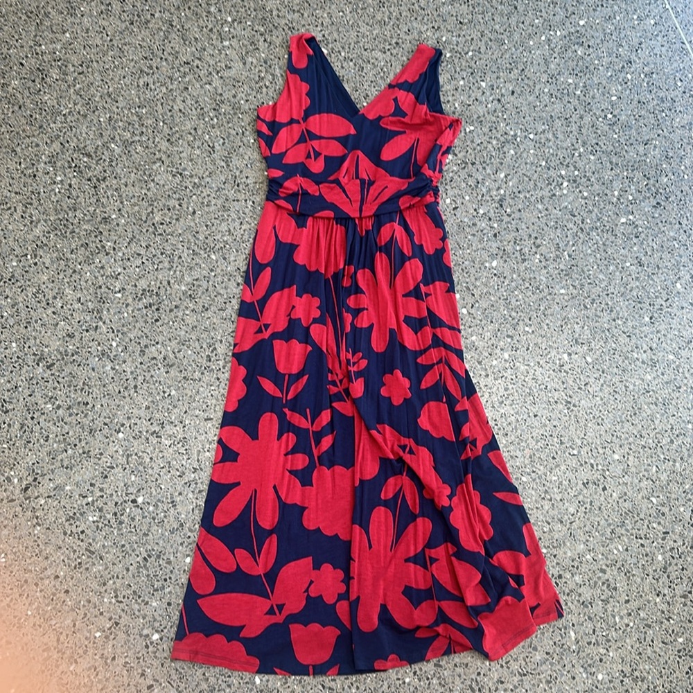 Boden Red and Blue Pleated Maxi Sundress NWT